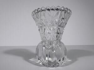 Vintage Pressed Glass Toothpick Holder – Starburst & Ribbed Design